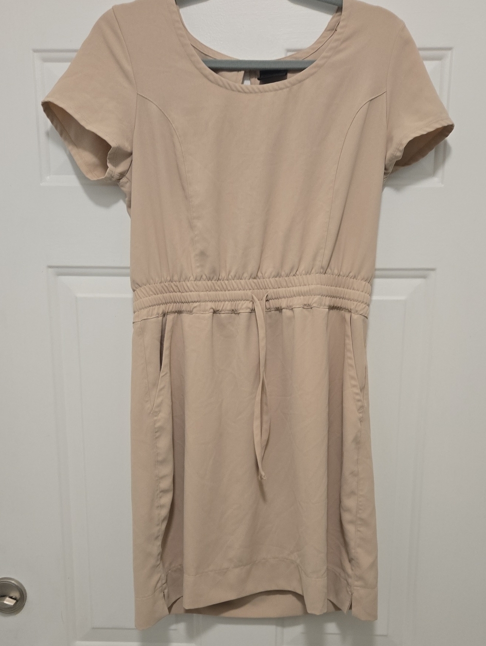 32 Degrees Beige Short Sleeve Drawstring Casual Dress